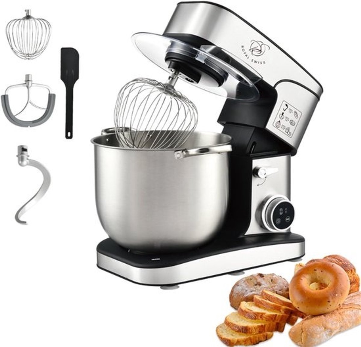 Krachtige 3-in-1 Keukenmachine 2000W met RVS Kom 12 Liter, Vleesmolen en Blender op Touchscreen