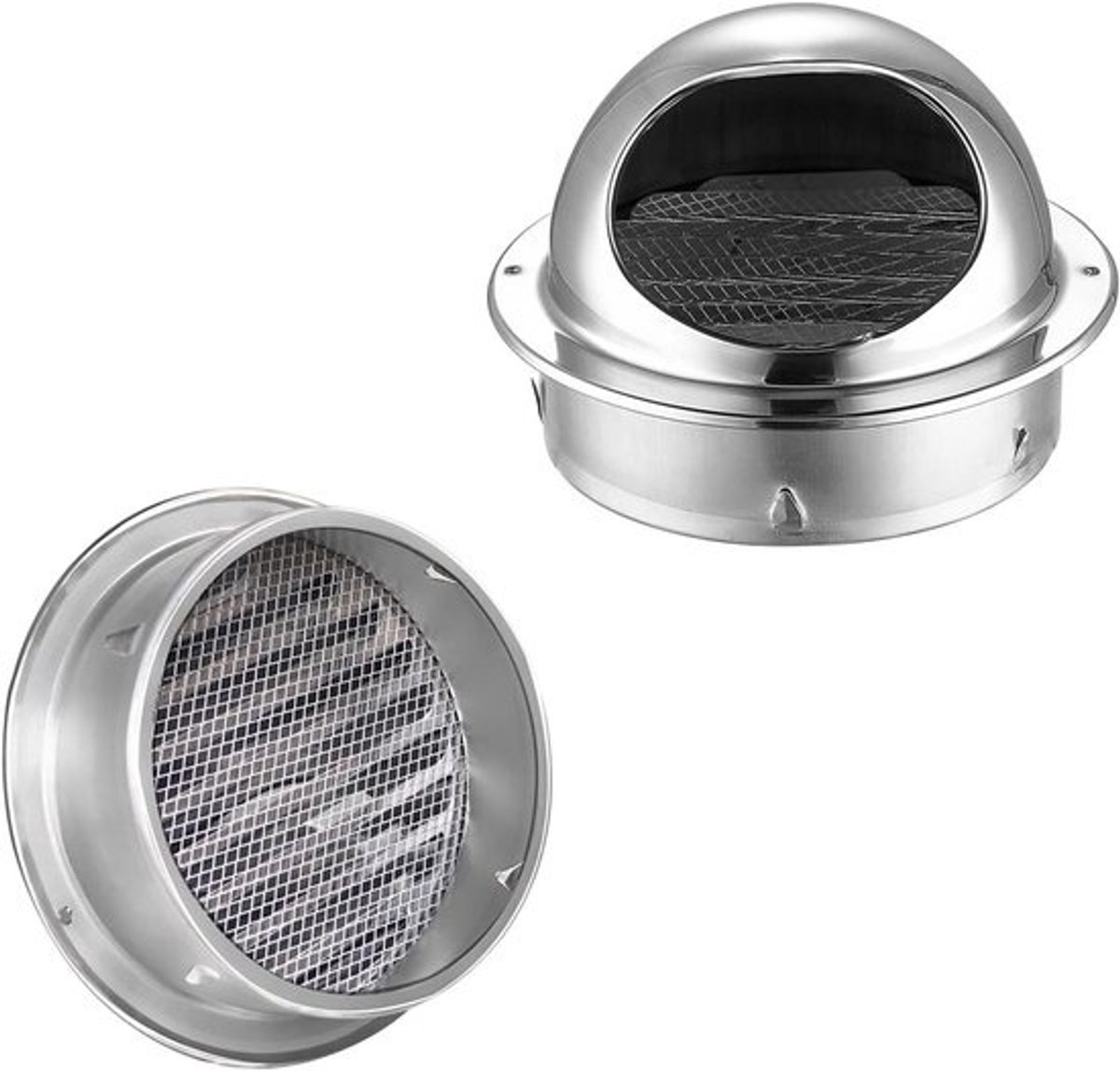 Roestvrijstalen Ventilatieopening - Muurrooster Droger Vent - Luchtcirculatie Buiten - Ingebouwd Dier- en Puinnet - 250 mm - Zilver