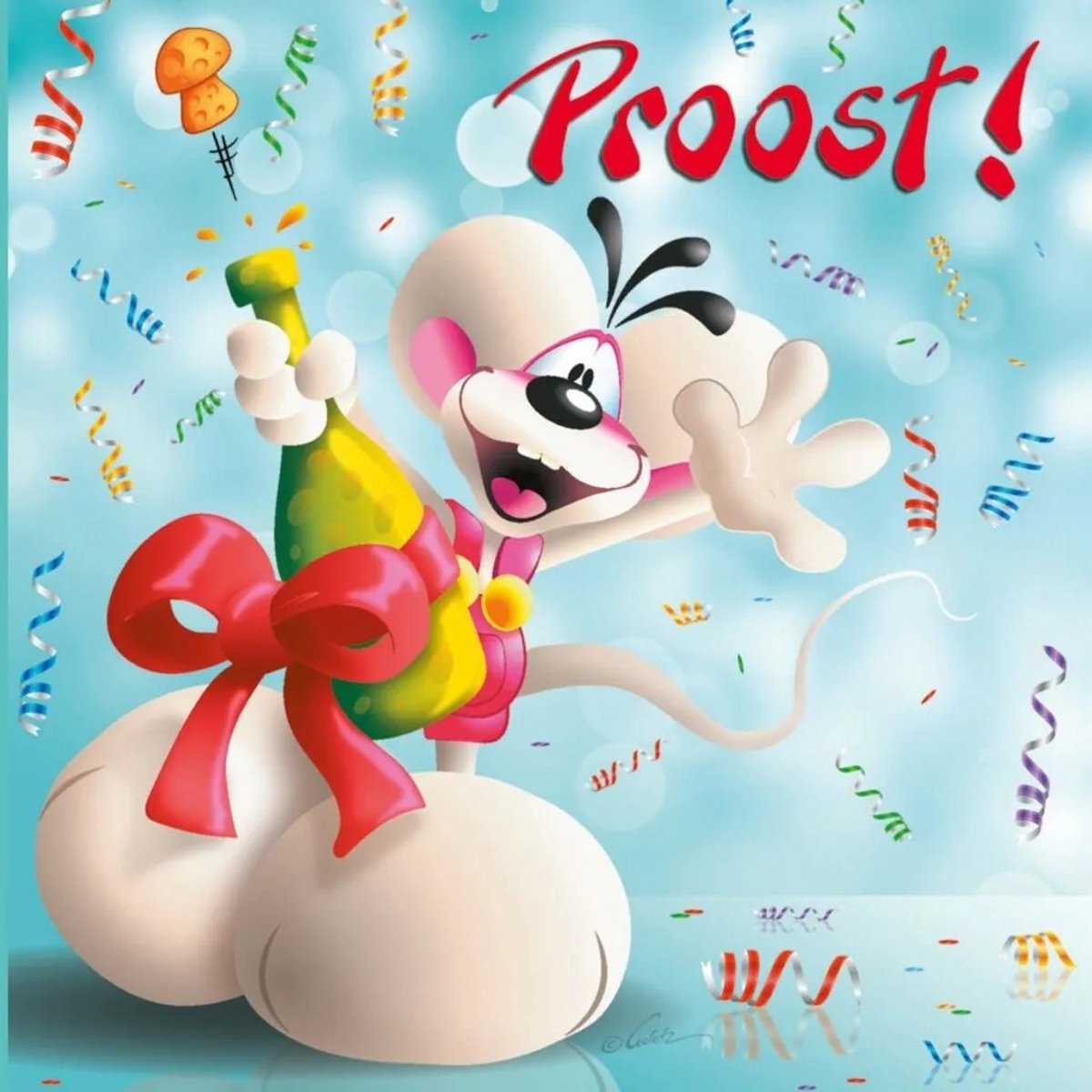 Diddl - 3d- hologram wenskaart - Proost!