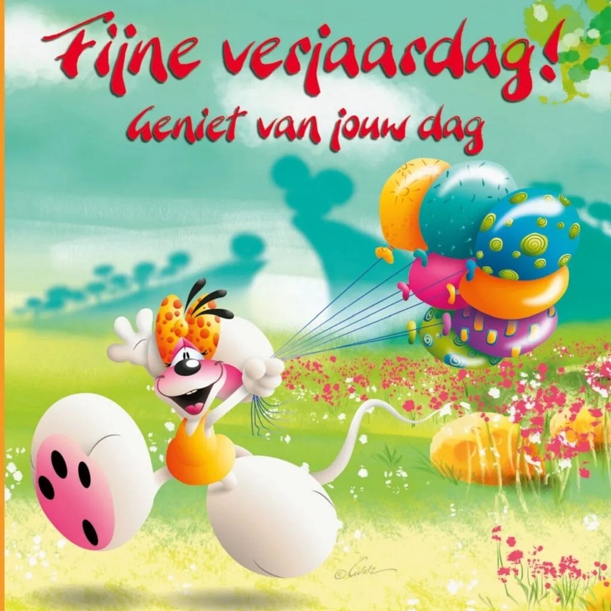 Diddl - 3d- hologram wenskaart - Fijne verjaardag! Geniet van jouw dag
