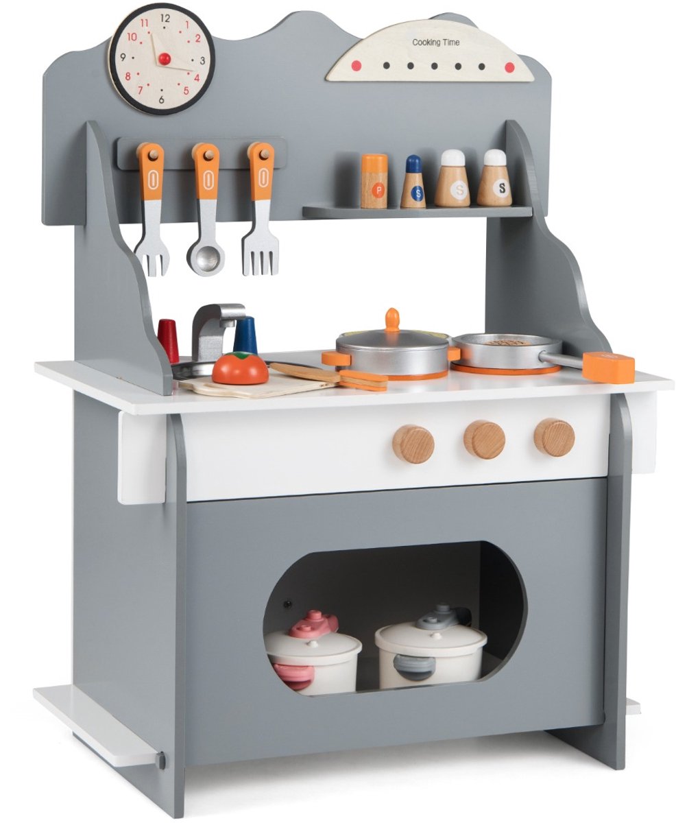 SureDeal® - Rollenspell - Speelkeuken - Kinderen Kinderkeuken - Klok - 52x29,5x71 cm - Grijs