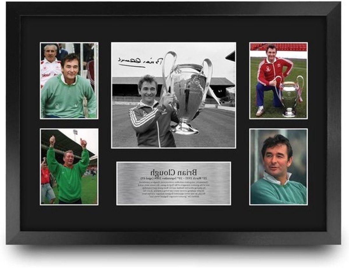 Voetbal Poster Brian Clough - Gesigneerde Foto Replica - Cadeau voor Fans - A3 Ingelijst Display