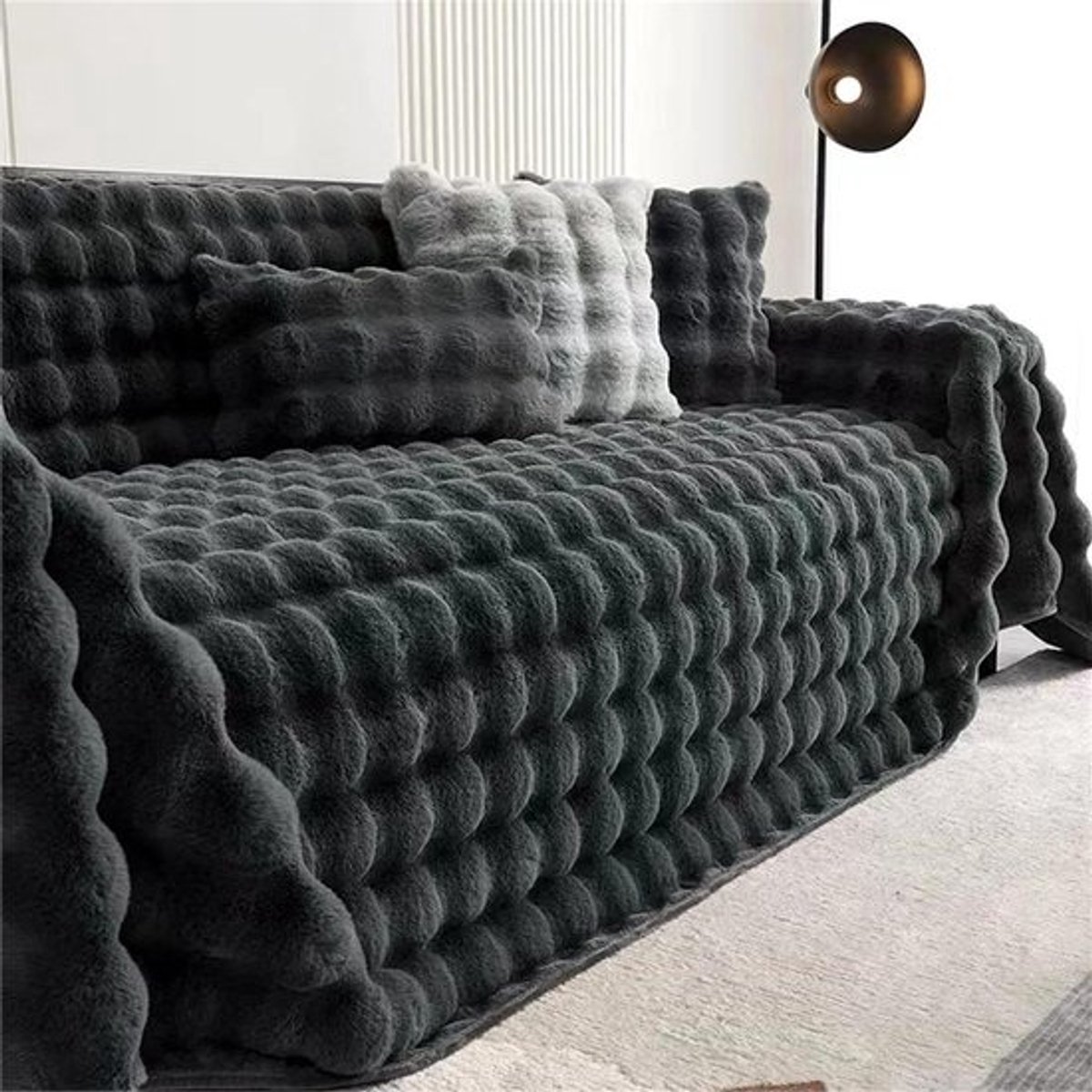 Grote Pluche Deken - Bank Plaid - Meubels Beschermen - Omkeerbaar Ontwerp - 180 x 260 cm - Zwart