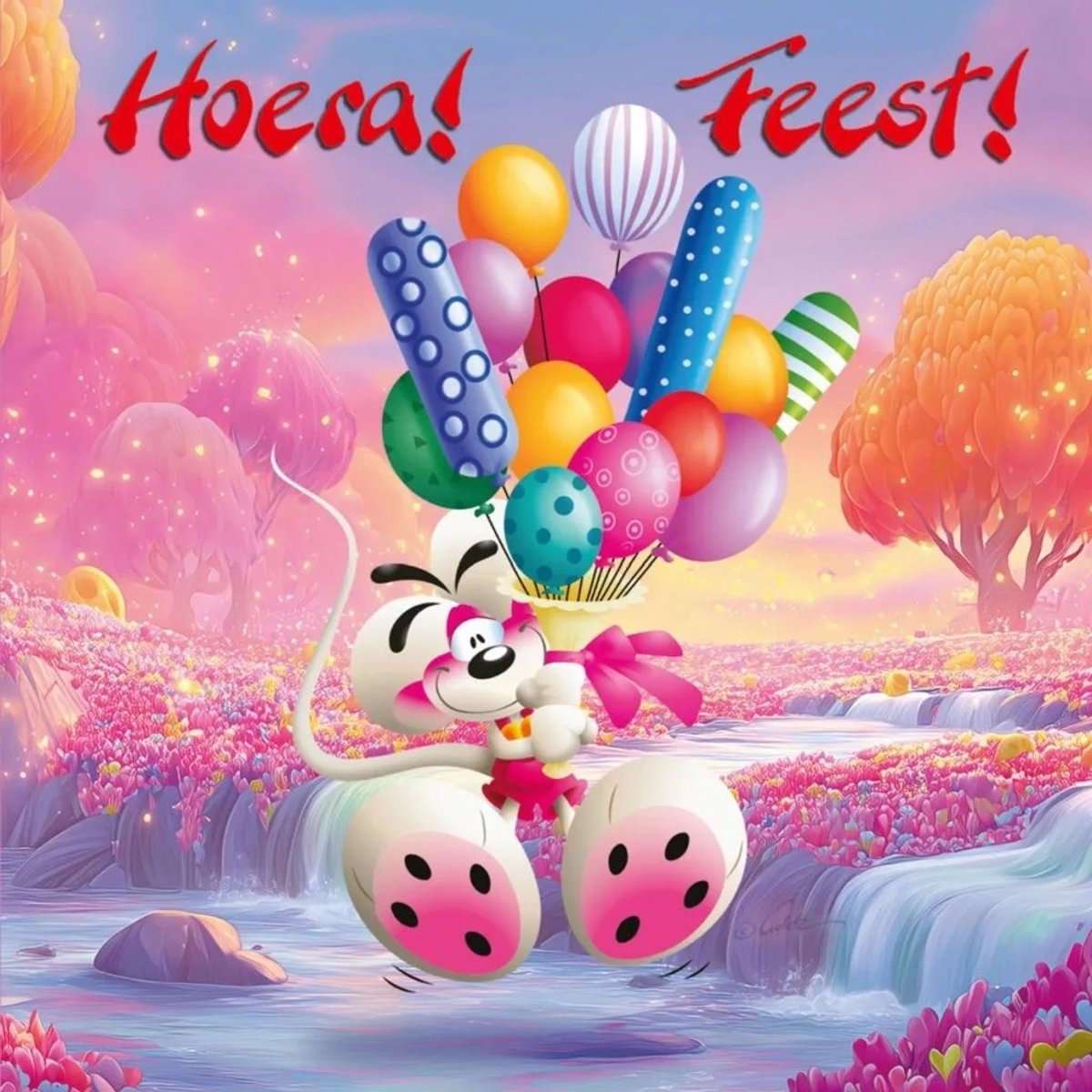 Diddl - 3d- hologram wenskaart - Hoera! Feest!