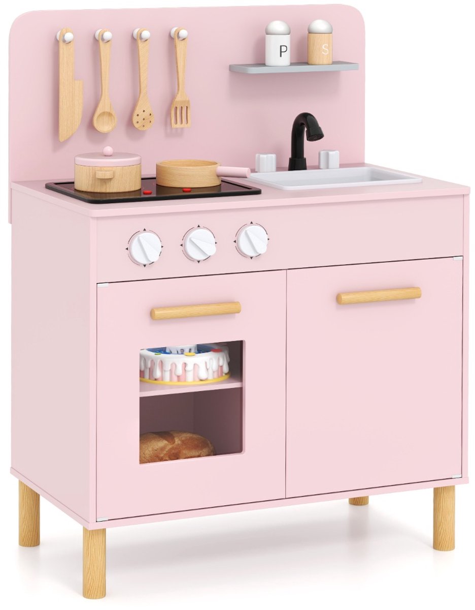SureDeal® - Rollenspell - Speelkeuken - Kinderen Vanaf Jaar - Licht Geluid Fornuizen - Keukenaccessoires Blauw - Wit - Roze - 55x31x75 cm