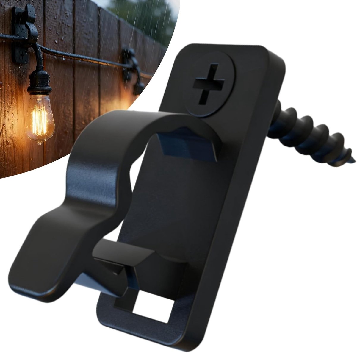 60 Stuks- lichtclips- Kerstverlichting Clips- kerstverlichtingsclips-Verlichting haakjes-Kerstverlichting Ophang Haakje- feestelijke lichtsnoer clips-Buitenlamphaken -voor buiten, binnen, dakgoot, hek en dakrand -Zwart -Met schroeven