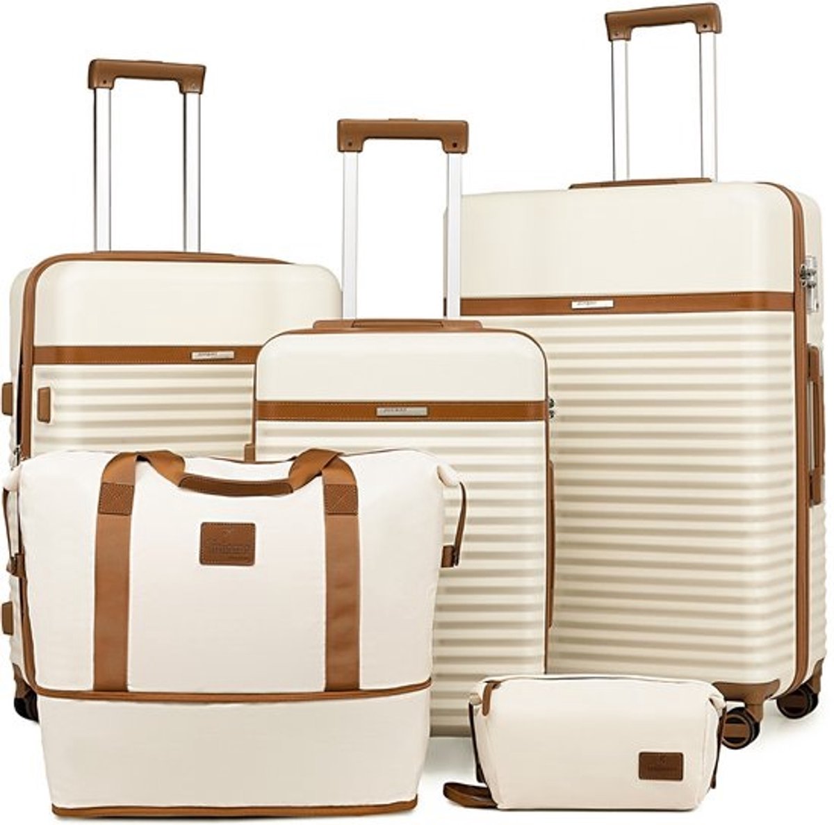Jensaro Kofferset 5 Delig - Harde Koffer Set - Handbagage + Reiskoffers - TSA Slot - Spinner Wielen - Lichtgewicht Reisbagage Set