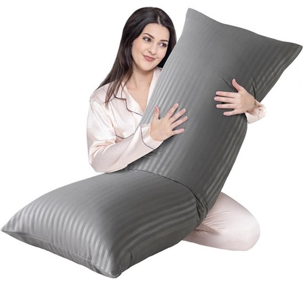 Volledig Lichaamskussen Donkergrijs - Stevig Pluizig Bedkussen voor Volwassenen - 50 x 54 Inch