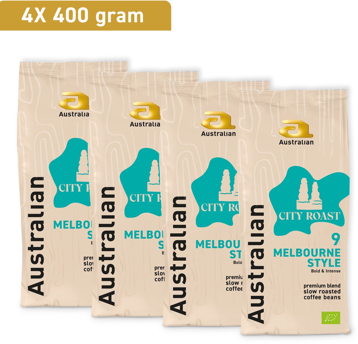 Koffie australian melbourne bonen biologisch | 4 stuks