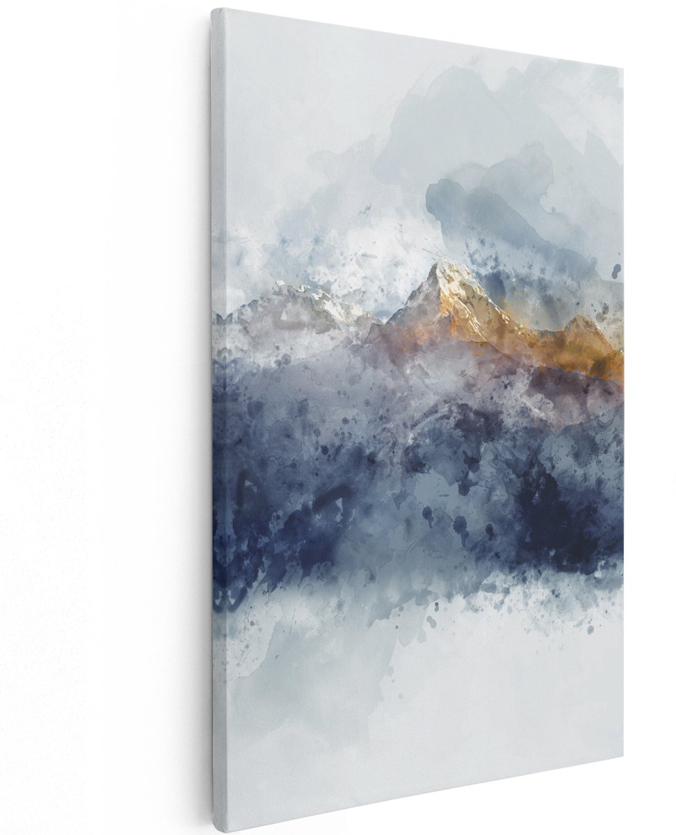 Artaza Canvas Schilderij Abstracte Kunst van Bergen - 120x180 cm - Groot - Wanddecoratie Woonkamer - Schilderijen - Muurdecoratie