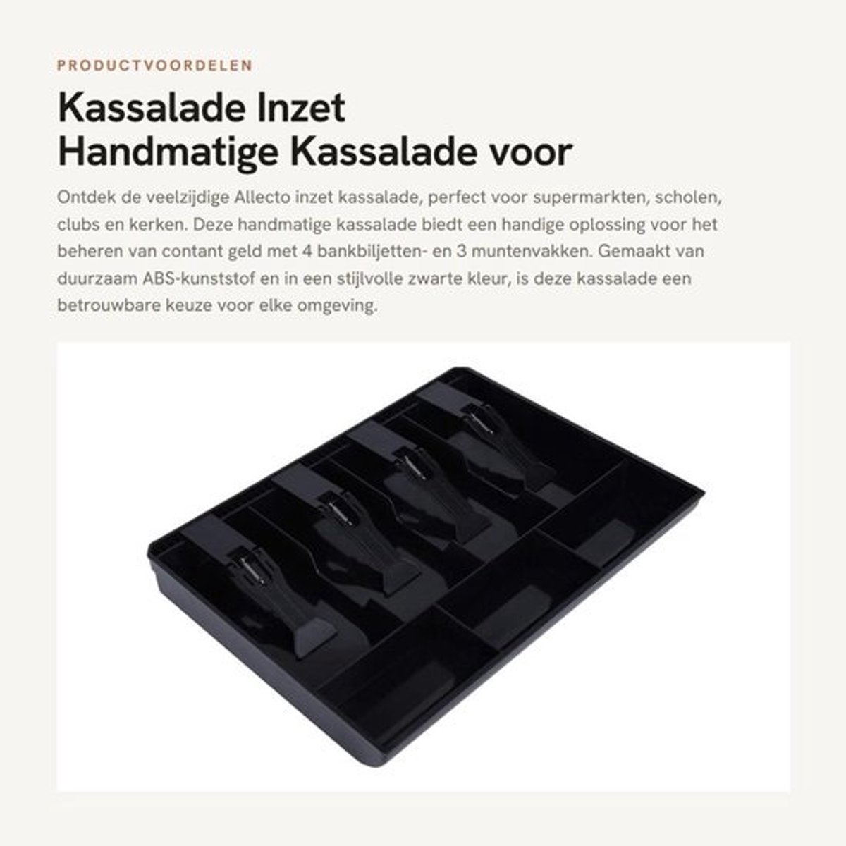 Dailygoods- Kassalade Handmatig - 4 Bankbiljetten - 3 Munten - ABS-Kunststof - 32 x 24,5 x 3,5 cm - Lichtgewicht en Duurzaam - Geldlade