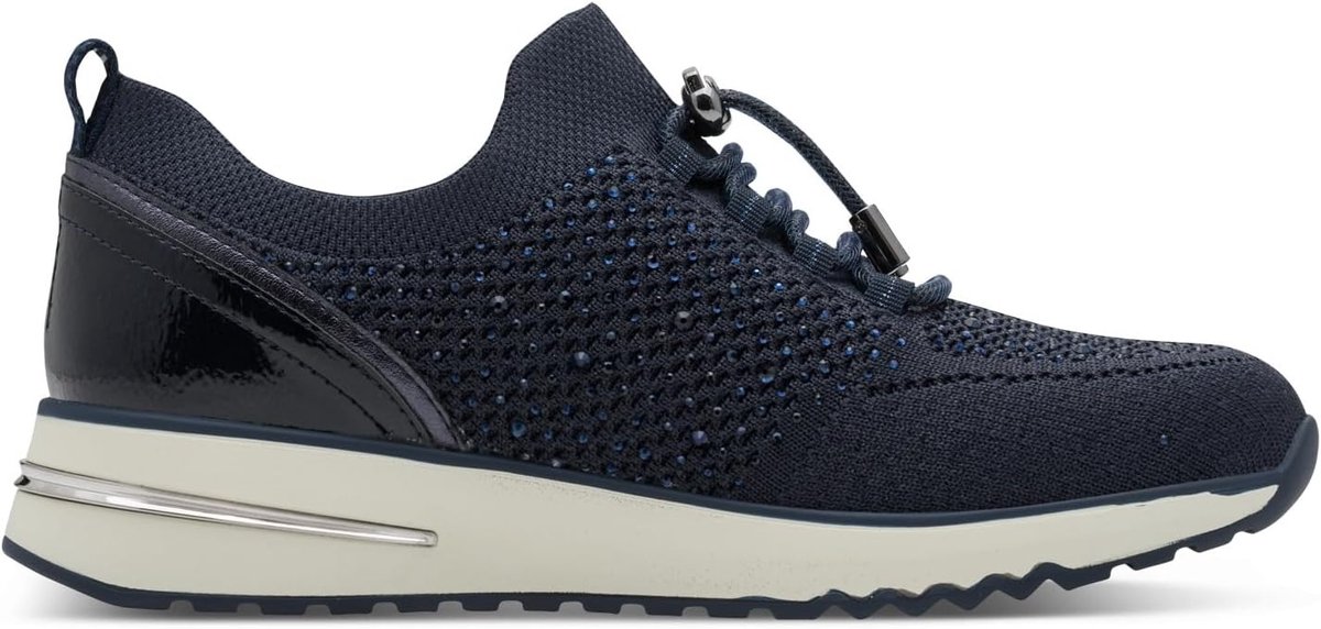 Marco Tozzi 2-24712-45 890 navy comb sneakers aantrekveters maat 38 met steentjes