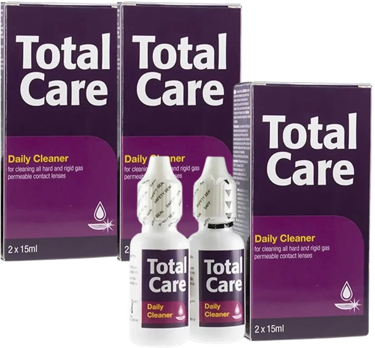 Blink TotalCare Cleaner - Premium Dagelijkse Lenzenvloeistof voor Harde Contactlenzen - Conserveermiddelvrij - Reisformaat - 6 x 15 ml