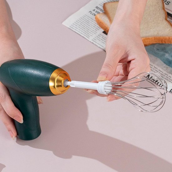 Elektrische Mixer - Handmixer Draadloos - Bakken en Mixen - Krachtige Motor - Compact Formaat - Groen — afbeelding 3
