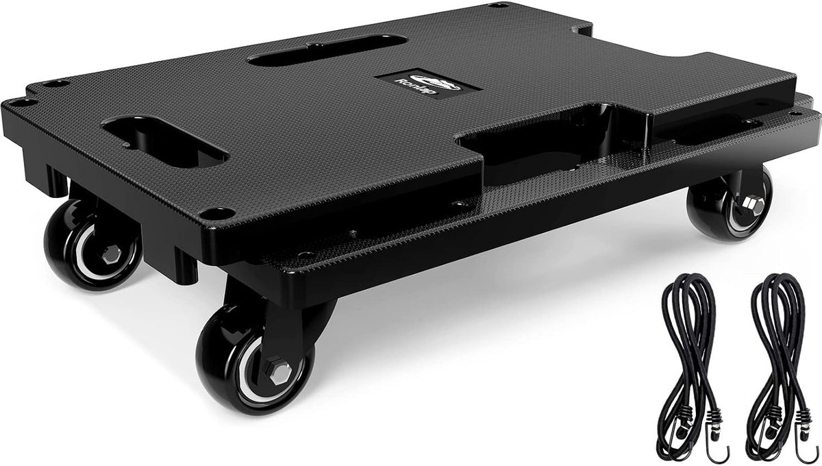 Verplaatsingskar voor meubels met wielen, draagbare verhuiswagen voor zware meubels, 200kg capaciteit, inclusief 2 elastische touwen en 4 wielen, ideaal voor efficiënt verhuizen