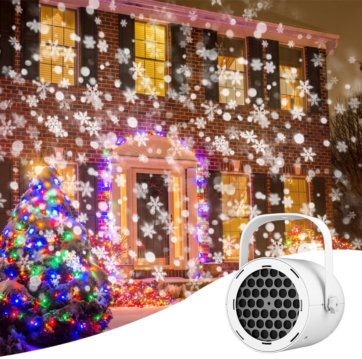 Kerstprojectorlamp - Led kerstprojector - Hd sneeuwvlokprojector - Sneeuwvlok effectlamp - Kerstcadeau - Decoratieve verlichting voor Halloween/Kerstmis - Geschikt voor plafonddecoraties terrasdecoraties wanddecoraties - Wit