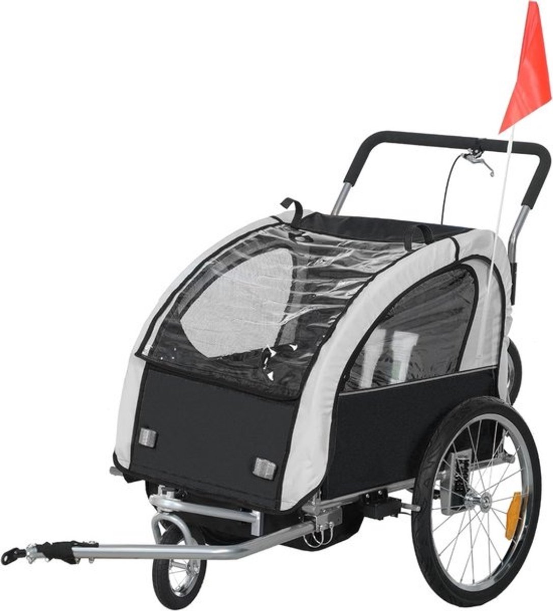 Fietskar Kinderen - Kinderwagen Aanhanger - Veilig Vervoeren - 2-in-1 Ontwerp - 155 x 84 x 108 cm - Zwart