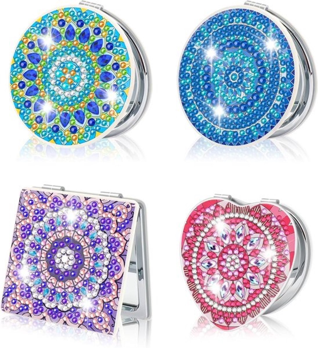 DIY Diamond Painting Spiegels - Compacte Zakspiegels - Persoonlijke Verzorging - Uniek Decoratief Ontwerp - 7 x 6.5 cm - Jz-08