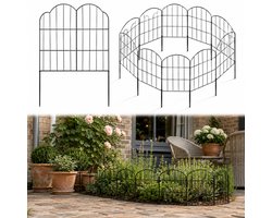 Lemlit Tuinhek 10 Stuks - Metalen Insteekhek, U-vormig Rasterhek, Borderhek, Sierhek, Dierenhek en Parkhek voor Tuin Bloemperk Moestuin - 32,5 x 61 cm - Zwart