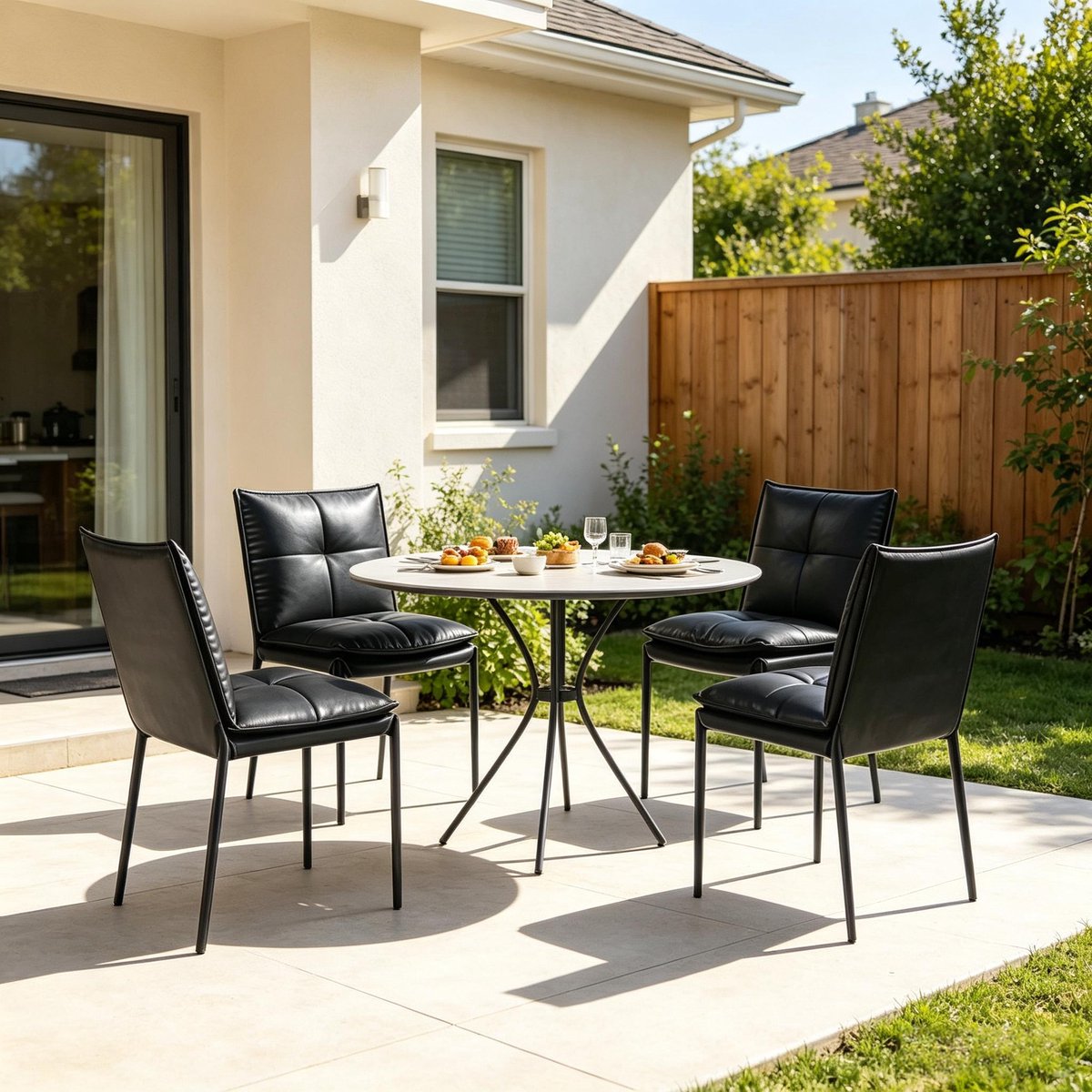 Welltin Eetkamerstoelen - Set van 4 - Moderne Stoel - Comfortabele Stoel - Gestoffeerde Stoel - Keukenstoel - Woonkamer Stoel - Veelzijdige Stoel - Stijlvolle Eetkamerstoel - Stoelenset voor Eetkamer en Keuken - Zwart