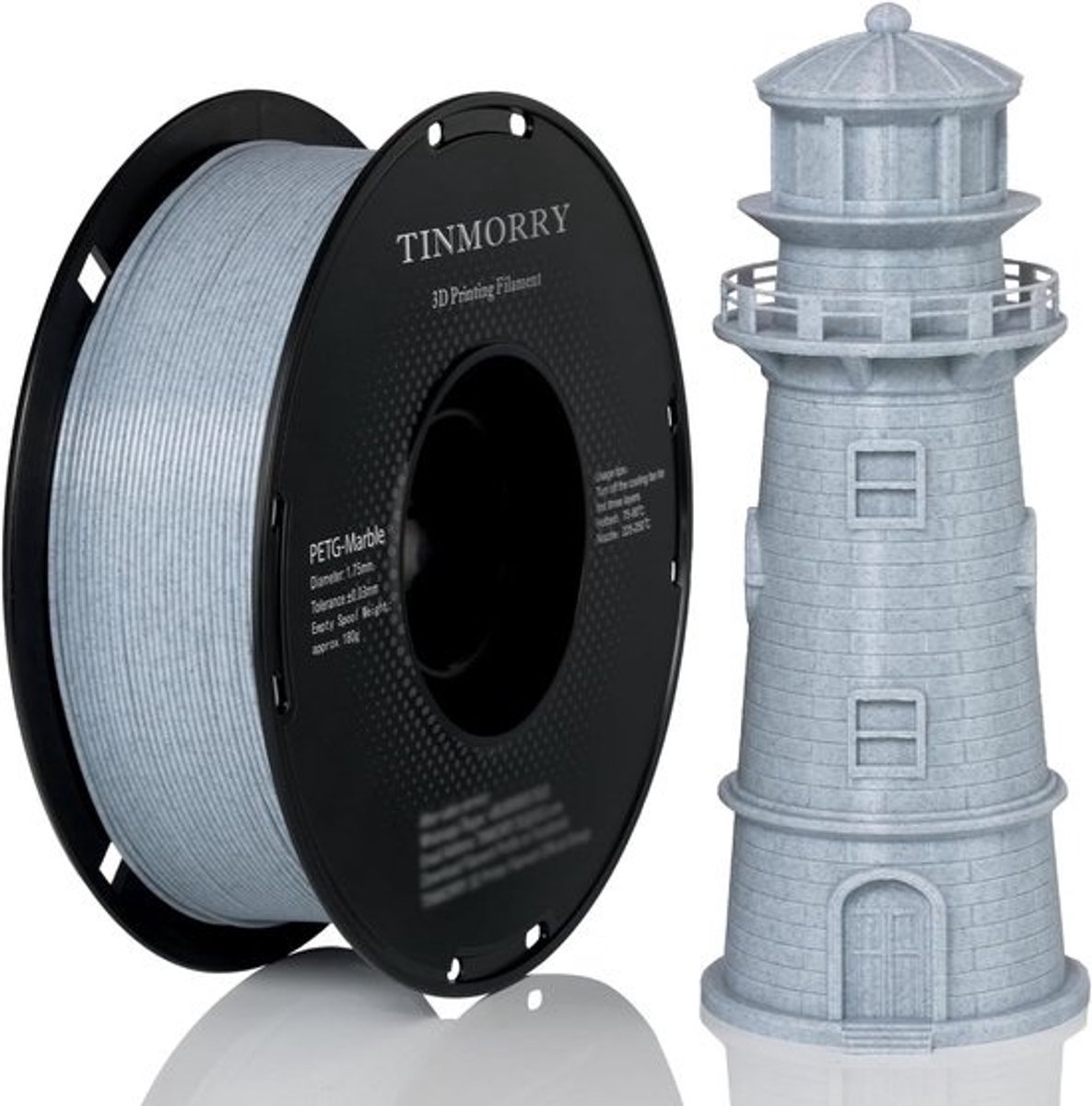 PETG Filament 1.75mm Grijs Marmer Effect - 1kg Spoel voor FDM 3D Printers