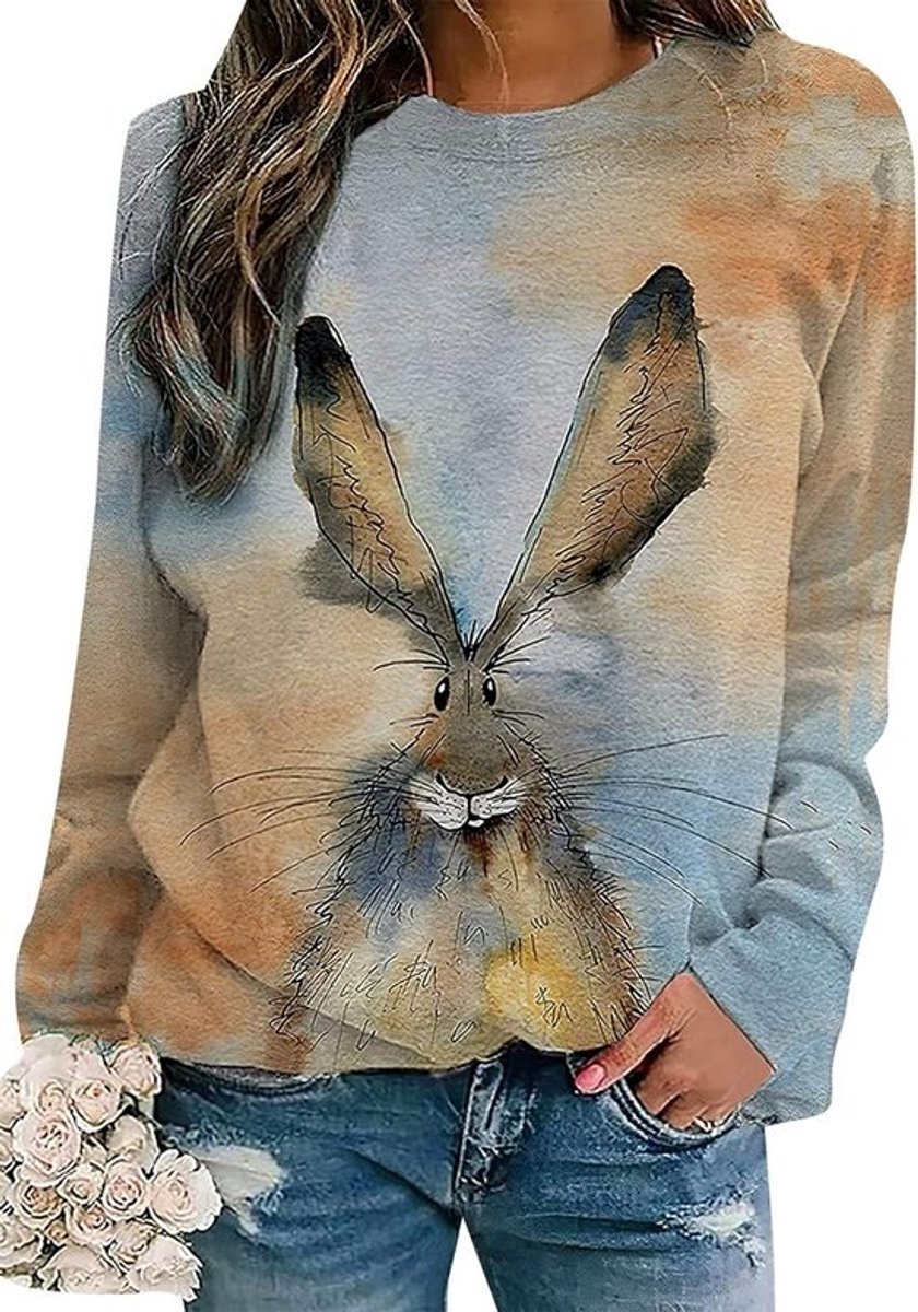 Tie-dye Dames Trui Lange Mouwen Oversized Gekleurd Sweatshirt voor Pasen