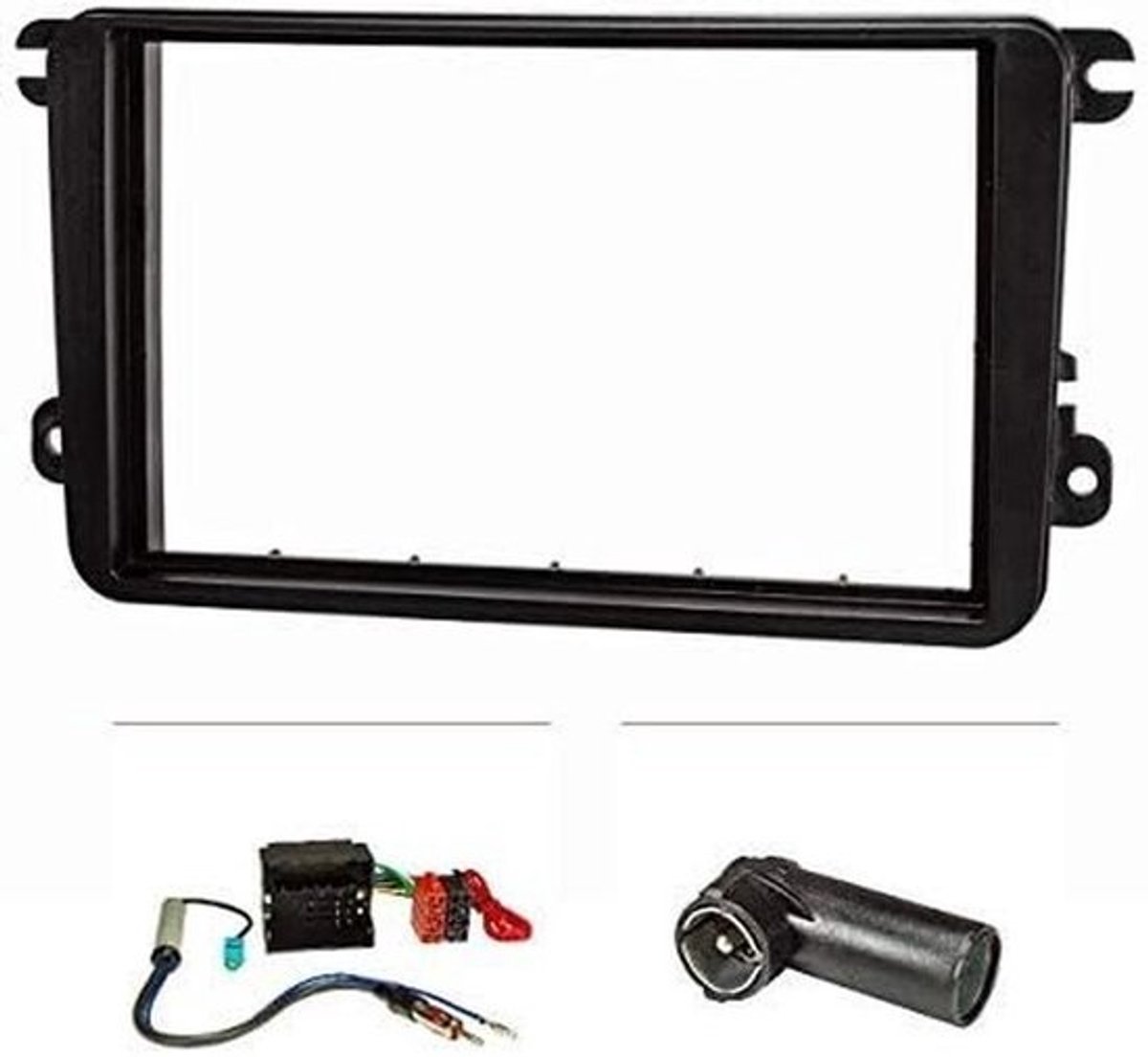 Dubbele DIN Radio Inbouwframe Set voor VW Golf, Skoda, Seat en meer met ISO/Quadlock Adapter
