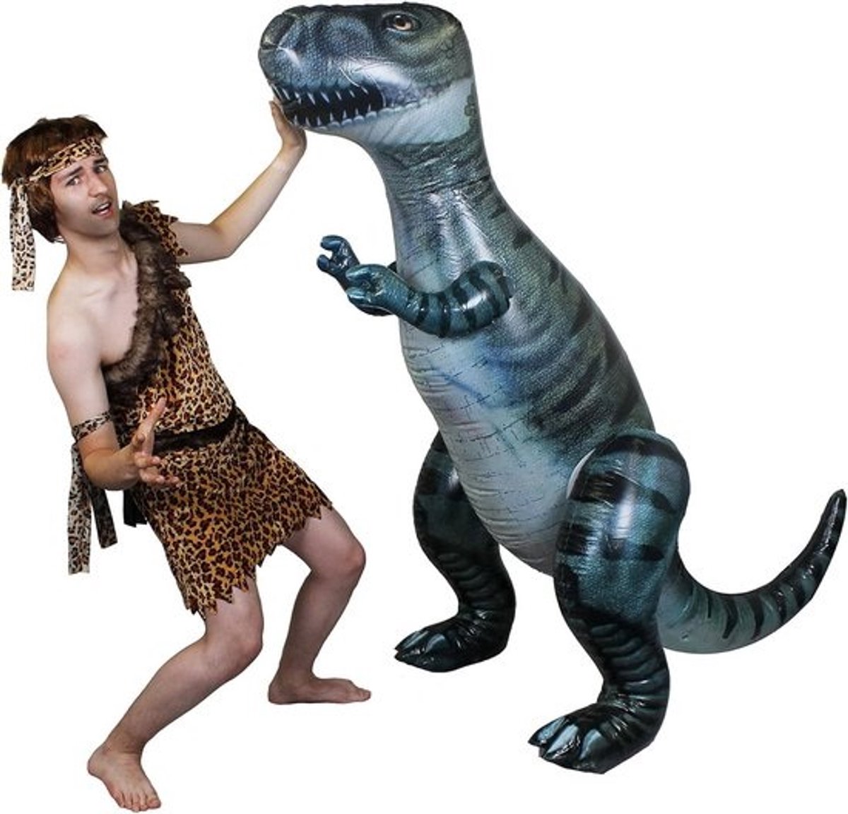 Extra Grote Opblaasbare T-Rex Dinosaurus - 1.8 Meter Lang - Blauw - Feestdecoratie