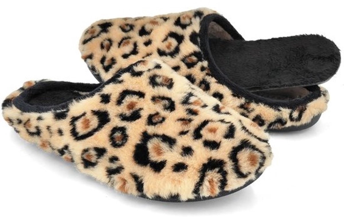 Warme Dames Pantoffels met Luipaardprint en Antislipzool voor Binnen