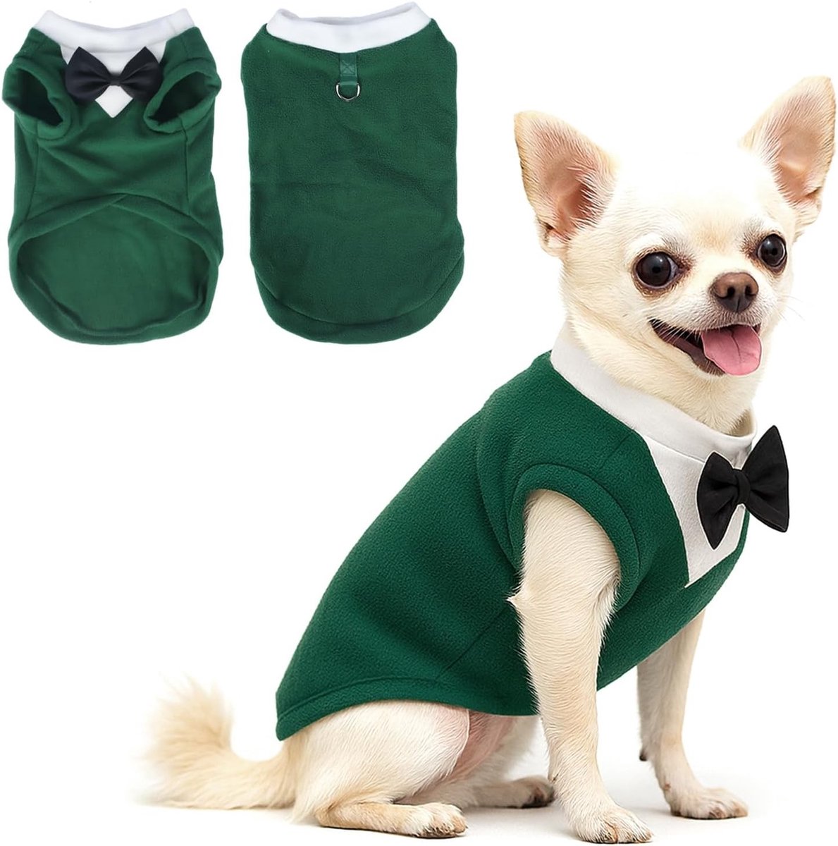 Hondentrui met Strik voor de Winter - Warme Fleece Kostuum voor Kleine en Middelgrote Honden zoals Chihuahua, Schnauzer en Shih Tzu - Perfect voor Kerstmis en Feestdagen