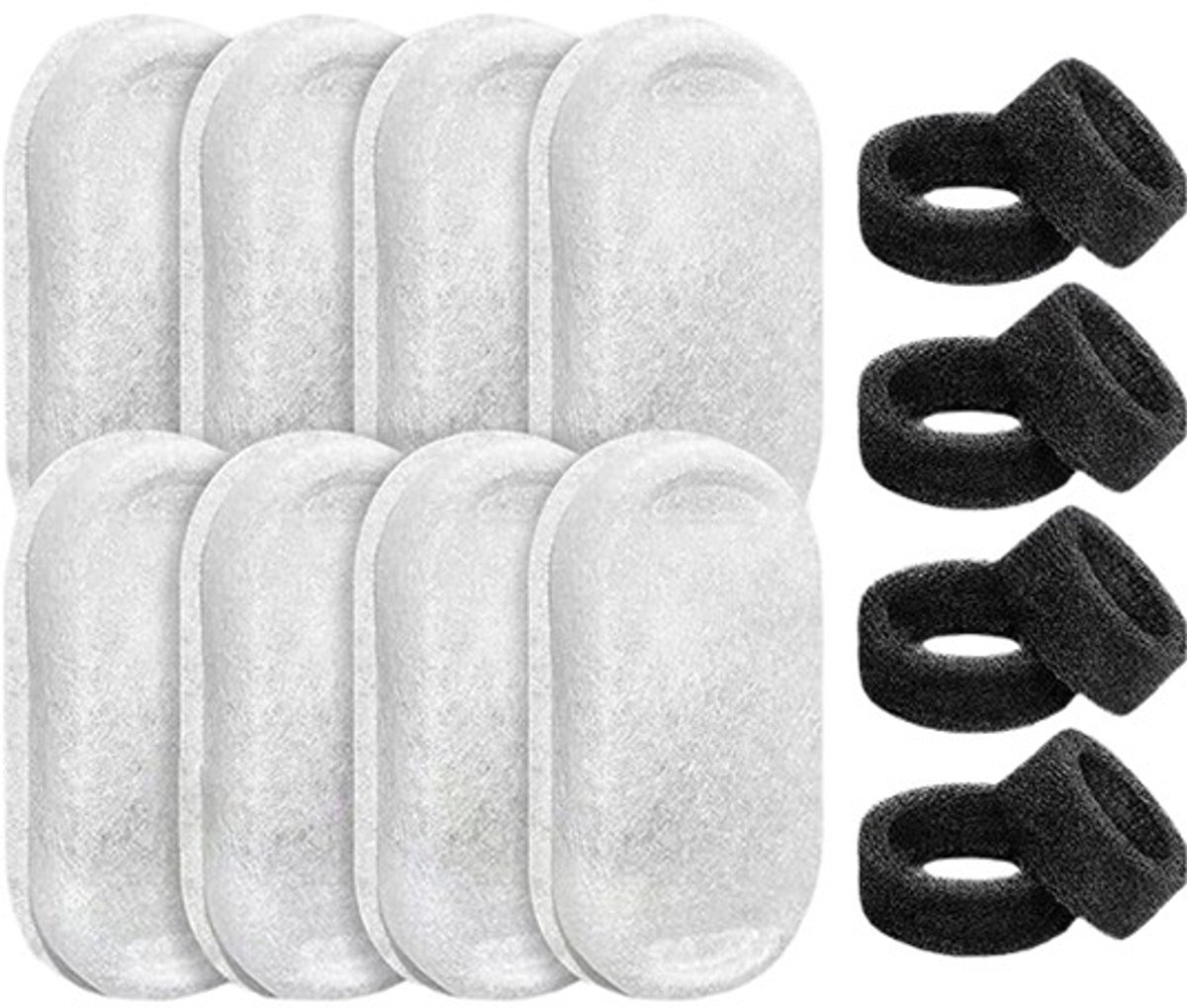 Vervangingsfilters voor Drinkfontein voor Huisdieren - 8 Katoenen + 8 Sponsfilters voor Schoon Water