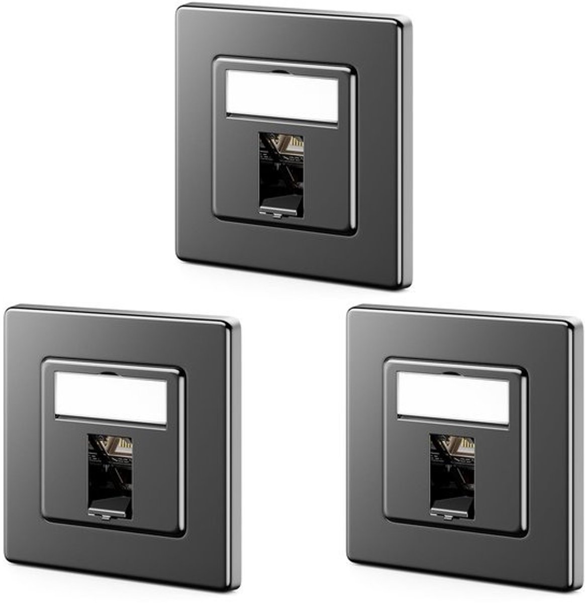 Netwerk Contactdoos - LAN Aansluiting - Netwerk Installatie - CAT 7 Module - 80x80mm Inbouw - Zwart