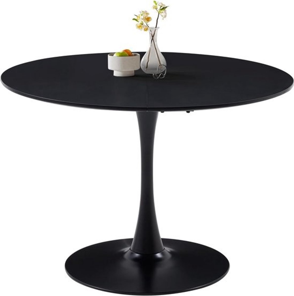 Ronde Eettafel - Eettafel 110cm Keukentafel - Gezellig Tafelen - Tulpenvormig Design - 110 cm - Zwart