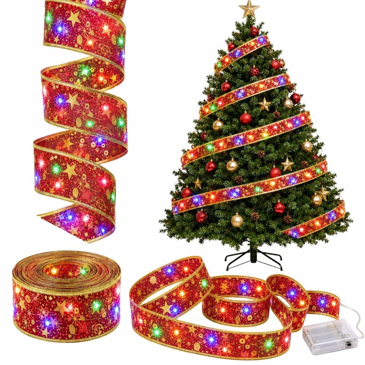 4 meter lange Rode led-kerstboomverlichting – kerstversiering met 40 leds