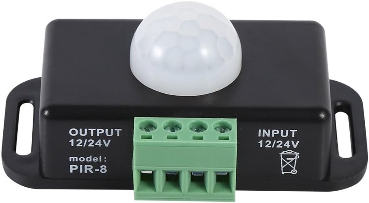 PIR Bewegingssensor 12 V/24 V DC, Relay met Bewegingsdetectie, Infrarood Bewegingsdetector voor LED Strips en Verlichting