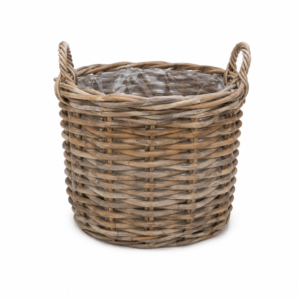 Grote Ronde Rotan mand Sydney - Grey - Ø58xH54 cm - handvatten - Houtmand - Plantenmand