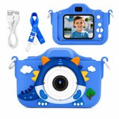 NOVARO Kindercamera HD 1080P - Digitale Camera voor Kinderen - 48MP - Foto & Video - Selfiecamera - 5 Spelletjes - Oplaadbaar - Blauwe Dino