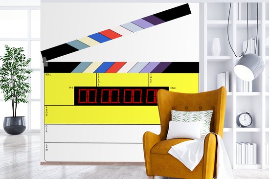 Behang - Fotobehang Een illustratie van een klapbord uit Hollywood - Breedte 280 cm x hoogte 280 cm