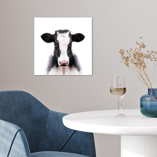 Affiche Portrait - Vache - Wit - 30x30 cm