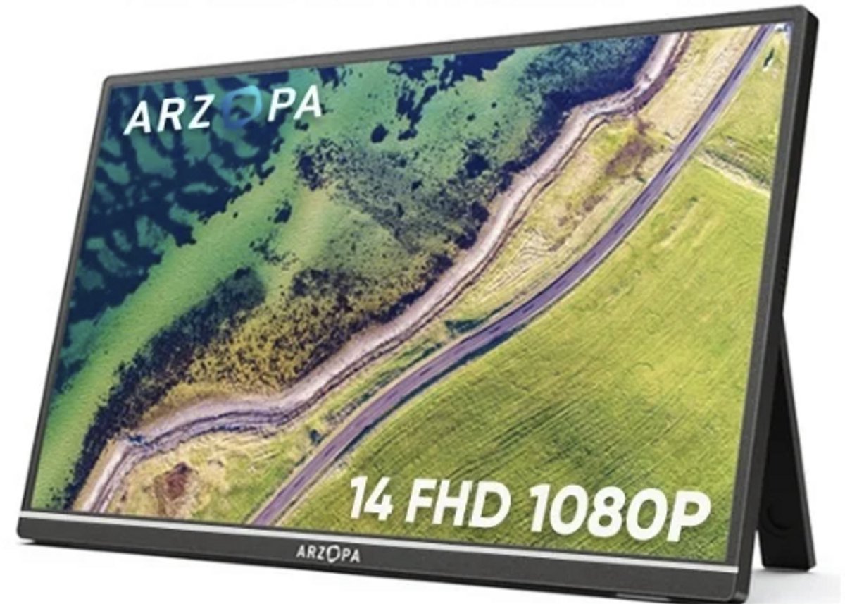 Zerova 14 inch Draagbare Monitor - Full HD 1080P IPS Scherm - USB-C en Mini HDMI - Tweede Scherm voor Laptop, Switch, PS en Xbox