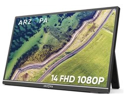 Zerova 14 inch Draagbare Monitor - Full HD 1080P IPS Scherm - USB-C en Mini HDMI - Tweede Scherm voor Laptop, Switch, PS en Xbox