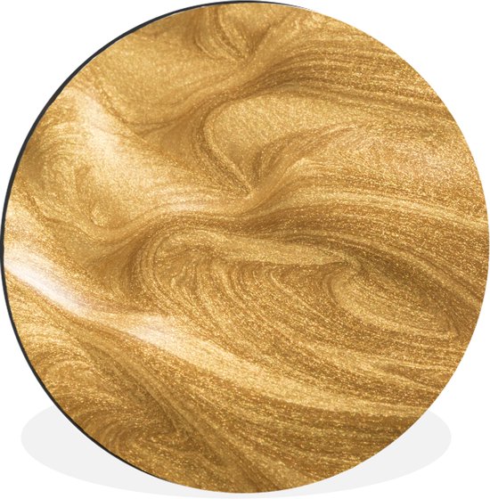 WallCircle - Wandcirkel - Muurcirkel - Een gouden achtergrond met glitters - Aluminium - Dibond - 60x60 cm - Binnen en Buiten
