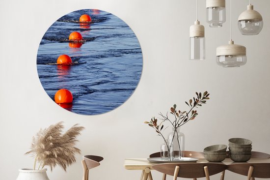 WallCircle - Wandcirkel - Muurcirkel - Boei - Oranje - Blauw - Aluminium - Dibond - 140x140 cm - Binnen en Buiten
