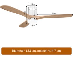 2-in-1 Plafondventilator, Verstelbare Plafondventilator 3 Kleuren LED-Verlichting, 6 Snelheden, 5 Bladen, Geschikt Zowel Winter Zomer, Ideaal Meer Comfort (Natuurlijke Houtkleur, 5 Bladen, 107cm)