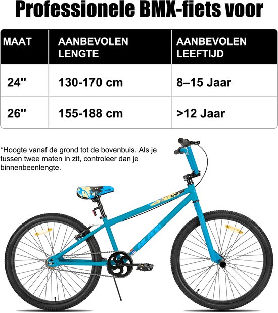 Hiland 24 Inch BMX Fiets - Freestyle voor Tieners & Volwassenen - Inclusief 2 Pegs - Meerdere Kleuren - Geschikt voor buitenactiviteiten in de lente van Hiland — afbeelding 5