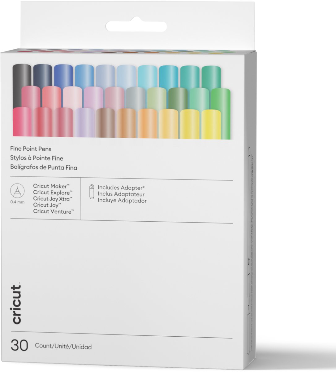 Cricut™ Pennen met extra fijne punt 0,4 mm – Ultimate (set van 30) + adapter