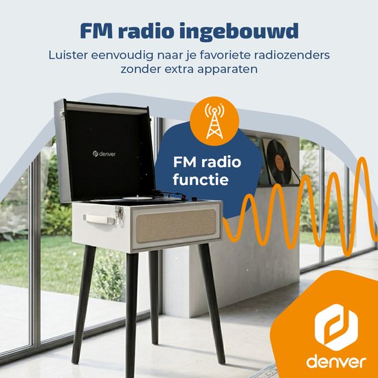Denver Platenspeler Bluetooth - Ingebouwde Speakers - FM Radio - Auto-stop - Retro - VPR250 — afbeelding 5