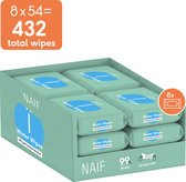 Naïf - Sterke Waterwipes - 99% Water - 0% parfum en 0% alcohol - 432 doekjes (8 stuks x 54 doekjes)