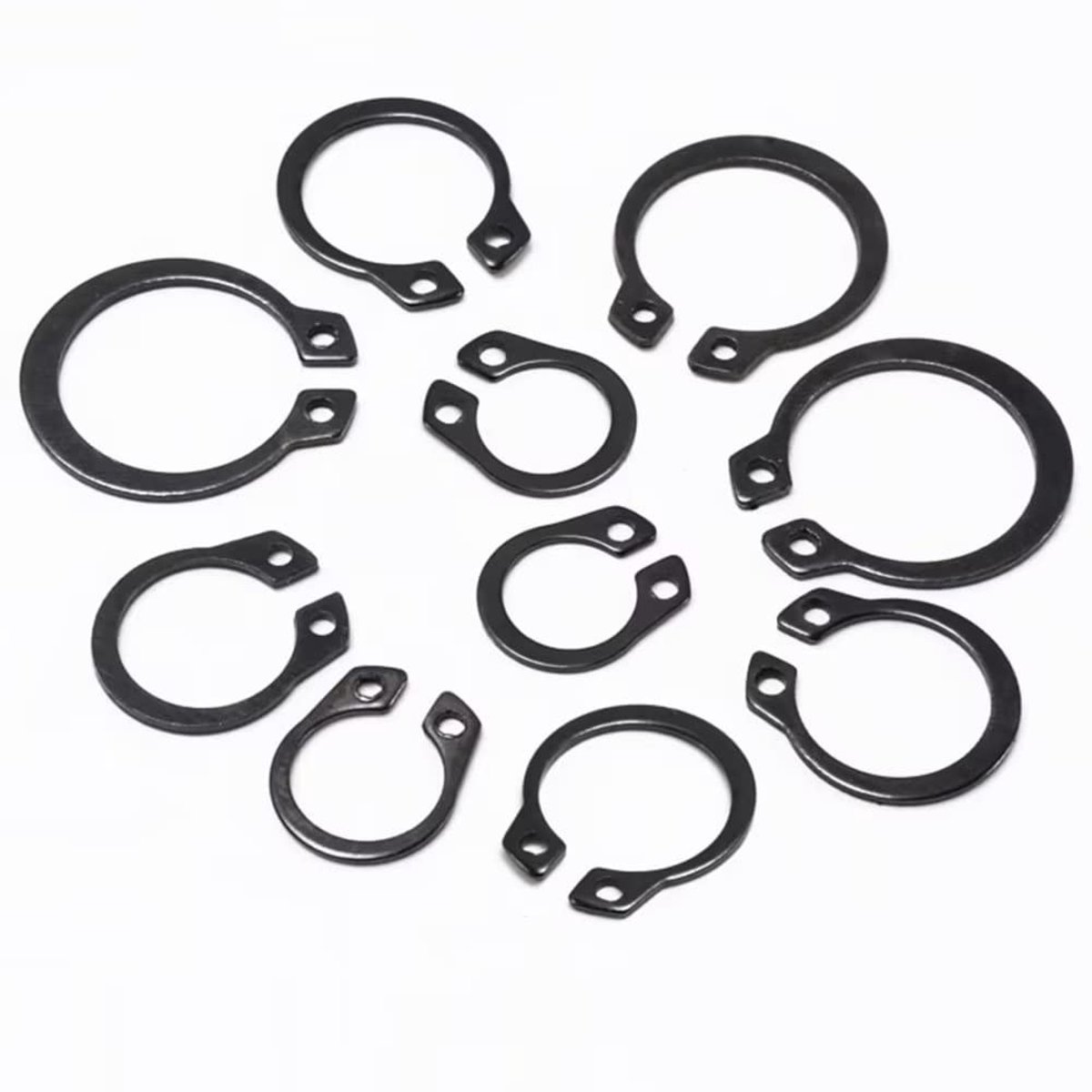 Dailygoods- Circlip 11mm - Borgringen Assortiment - Externe Borgringen - Bevestigingsmiddel - Mangaan Staal - 200 Stuks - Borgring