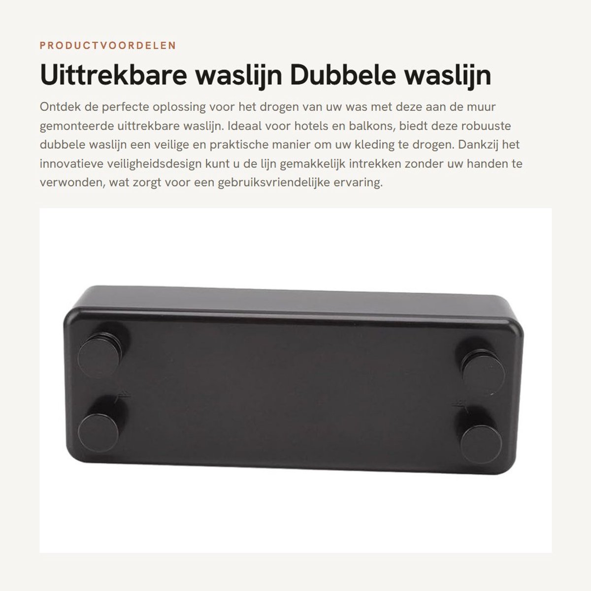 Dailygoods- Waslijn Uittrekbaar 30 Meter - Dubbele Waslijn - Roestvrij Staal - Veiligheidsdesign - Voor Balkon - Ruimtebesparend - Kledinglijn